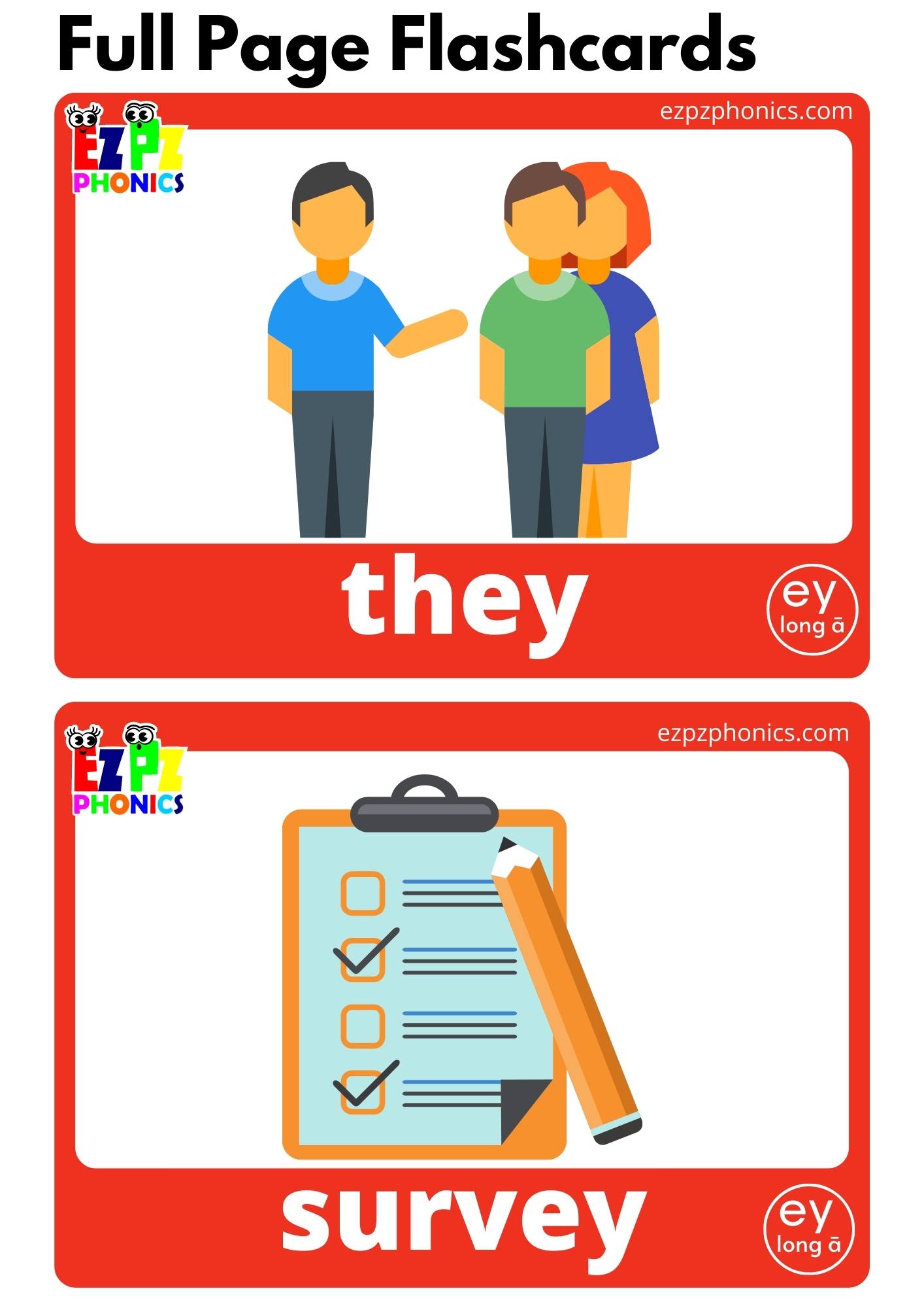 ey Words List Long A Vowel Sounds Flashcards with Words and Free PDF Download or View Online for Teaching Phonics to Kindergarten and ESL Students